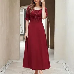 r b jari Women A-line Maroon Maxi/Full Length Dress-picture-11