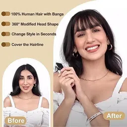 vaghbhatt Bangs for Women Wispy Bangs Fringe with Temples pieces Clip Hair Extension image 3