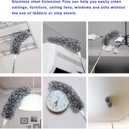 urban ware Fan Cleaner Brush With Long Rod | Spider Web Cleaner Stick Microfibre Wet and Dry Broom image 5