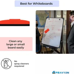 pravyon Regular Plastic duster with 4 Premium Markers black Ink for whiteboard image 2