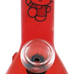 greens 5 Inch All Red Hello Kitty Smoking Glass Beer Bong Funnel image 1