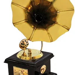 fashion bizz ANTIQUE SHOWPIECE BRASS AND WOODEN GRAMOPHONE Decorative Showpiece-23 cm-picture-13
