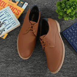 averatto Tan Office Wear & Party Wear Semi Formal shoe for Mens (A9905) Lace Up For Men-picture-21