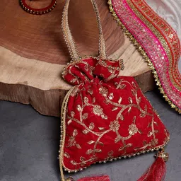 anekaant Women Red, Gold Potli-picture-44