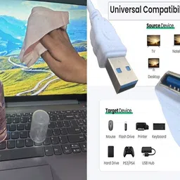 ANJO Keyboard-Wireless Mouse-Pad-3.0 USB Hub-Cleaner-OTG 2 in 1-Ext Cable 1.5m-LED Combo Set image 5