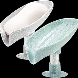 prtrendz 2pcs Leaf-Shape Draining Soap Holder,Soap Dish for Shower with Creative soap Box Hair Wash Basin image 1