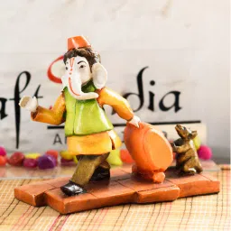 Orange Marble Look Hindu God Shri Ganesha Statue by Ecraftindia-picture-36