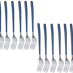 besillia Stainless Steel Forks Cutlery Set for Home, Kitchen & Restaurant (Blue, 12 Pcs) Stainless Steel Dinner Fork Set-picture-36