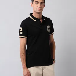 u.s. polo assn. denim co. Men Solid Polo Neck Pure Cotton Black T-Shirt-picture-37