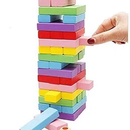 goyal's Wooden Zenga Multicolor Building Blocks Puzzle 48 Pcs Tile 2 Dice-picture-39