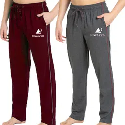 diwazzo Pack of 2 Men Printed Light Blue, Silver Track Pants image 1