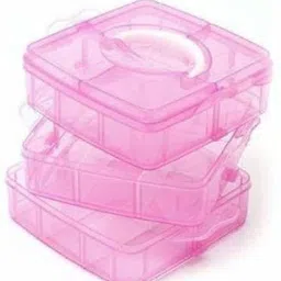 mechon 3 Layer 18-Grid Adjustable Jewellery Organizer Storage Cosmetic Makeup Organizer jewellery box Vanity Box image 3