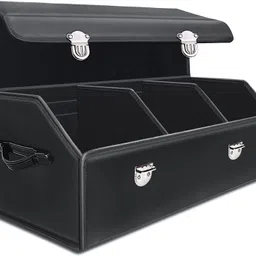 nasmodo Car Trunk Organizer Seat storage Leather with lid Foldable ( LARGE (75*31*30cm)) Trunk Organizer image 1