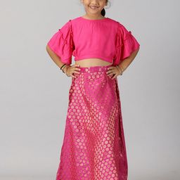 KiddoPanti Girls Woven Design Ready to Wear Lehenga & Choli-picture-5