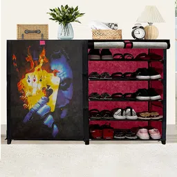 Rmerchants Pink Cards 10-Layer Shoe Rack With Cover-image-76