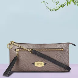 Hidesign Gun Metal-Toned Textured Leather Sling Bag-picture-51