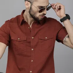 The Roadster Lifestyle Co Men Solid Cotton Linen Sustainable Casual Shirt-image-46