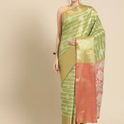 Silk Land Ethnic Motifs Zari Brocade Banarasi Saree-image-89