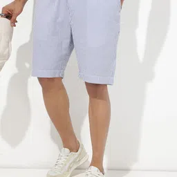 The Roadster Lifestyle Co. Men Striped High-Rise Pure Cotton Shorts-image-22