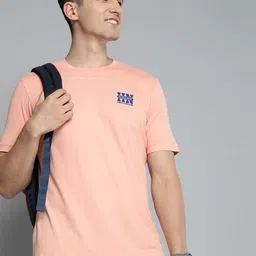 HERE&NOW Men Coral Pink Pure Cotton T-shirt-picture-41