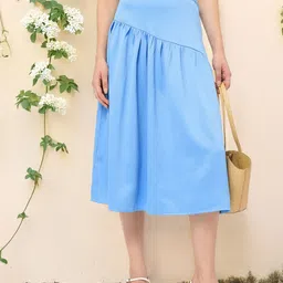 DressBerry Women Ocean Mist Crinkle Gathered A-Line Skirt-image-74