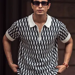 Powerlook Men Abstract Printed Polo Collar Cotton T-shirt-picture-38