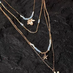 Madame Rose Gold Plated Multi Layered Necklace-picture-23