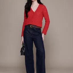 MANGO V-Neck Open-Knit Cardigan-picture-36