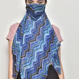 SWAYAM Women Blue & Black Printed 3-Ply Anti-Pollution Reusable Protective Outdoor Mask Cum Scarf-picture-33