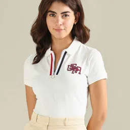 U.S. Polo Assn. Women Polo Collar Casual T-shirt-image-57