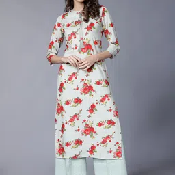 Vishudh Women Turquoise Blue & Red Printed Kurta with Palazzos-picture-27