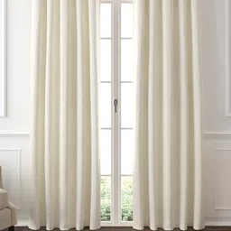GM Set Of 2 Cream Coloured Jacquard Woven Door Curtains-image-0