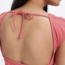 glitchez Detail Drop Textured Styled Back Top image 4