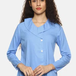 SAHORA Women Blue Regular Fit Solid Casual Shirt-picture-42