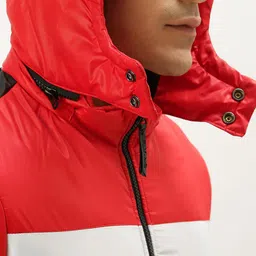Flying Machine Men Black & Red Colourblocked Puffer Jacket image 3