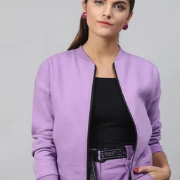 STREET 9 Women Lavender Printed Lightweight Bomber-picture-38