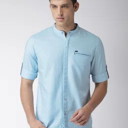 LOCOMOTIVE Men Blue Slim Fit Solid Casual Shirt-picture-27