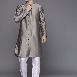 Indo Era Men Grey Liva Kurta-picture-19