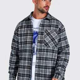 boohooMAN Oversized Tartan Checked Casual Shirt-picture-38