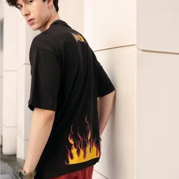 kook n keech Grunge Eternal Flames Printed Oversized T-shirt-picture-55