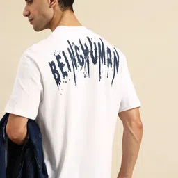 Being Human Pure Cotton Brand Logo Printed Relaxed Fit T-shirt image 1