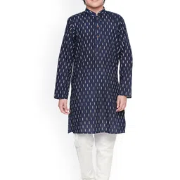 Jeetethnics Boys Navy Blue & White Printed Kurta with Pyjamas-picture-29