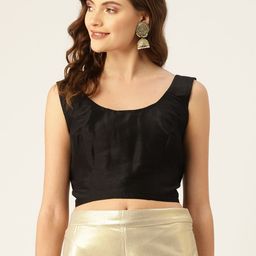 Studio Shringaar Women Black Solid Saree Blouse-picture-17