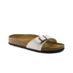 Birkenstock Women White Solid Madrid Birko-Flor Open Toe Narrow Width Flats-image-0