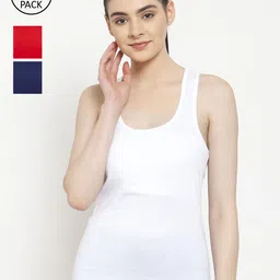 Friskers Women Pack Of 3 Multicoloured Solid Tank Tops-picture-25