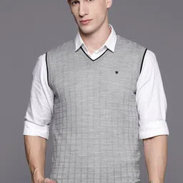 Louis Philippe Self Checked Sweater Vest-image-70
