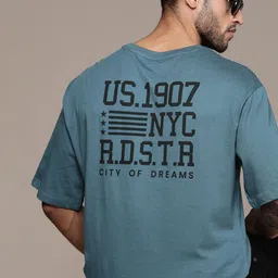 The Roadster Lifestyle Co. Printed Drop-Shoulder Sleeves Oversized Pure Cotton T-shirt-picture-23