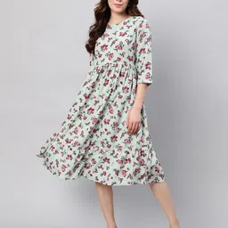 FLAMBOYANT Women Floral Print Fit & Flare Midi Dress-image-11