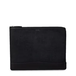 MAI SOLI Men Black Solid Leather 14 Inch Laptop Sleeve-picture-30