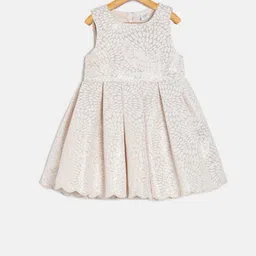 MINI KLUB Girls Off-White Self Design Fit and Flare Dress-picture-40